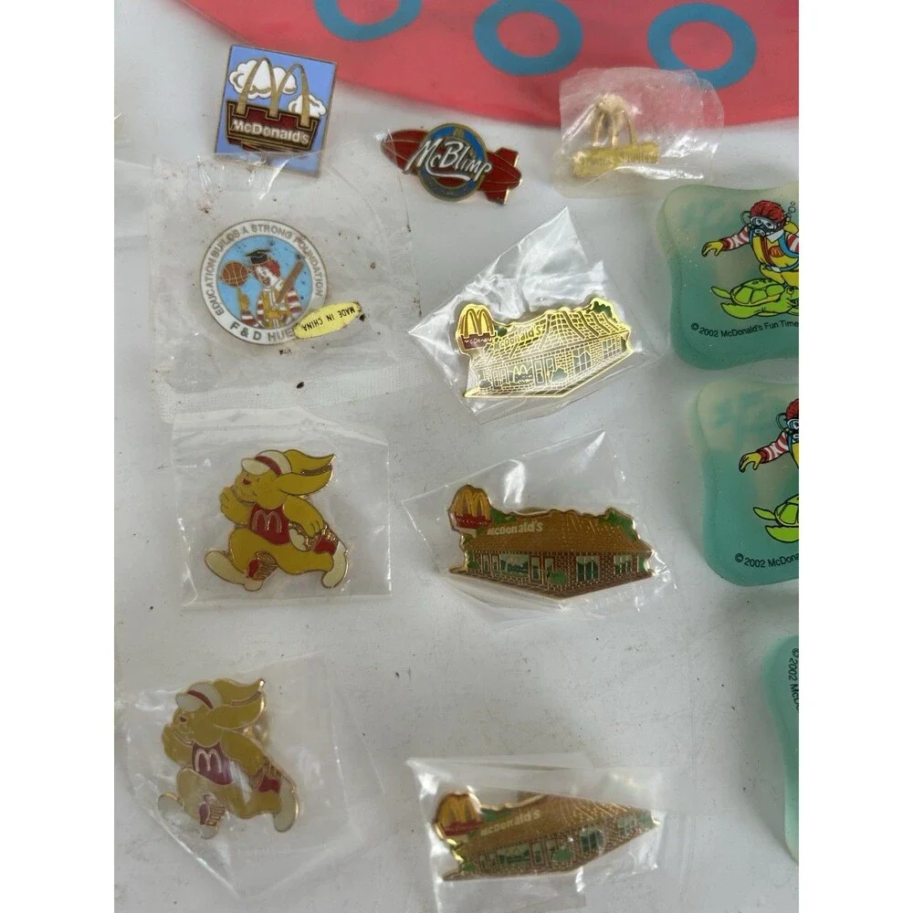 Vintage McDonald’s Collectibles Lot 25 Employee Promo Pins Ronald Balloon Orname